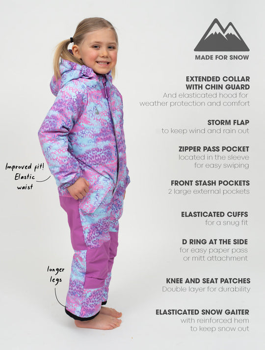 Snowrider One Piece Snowsuit - Rainbow Leopard