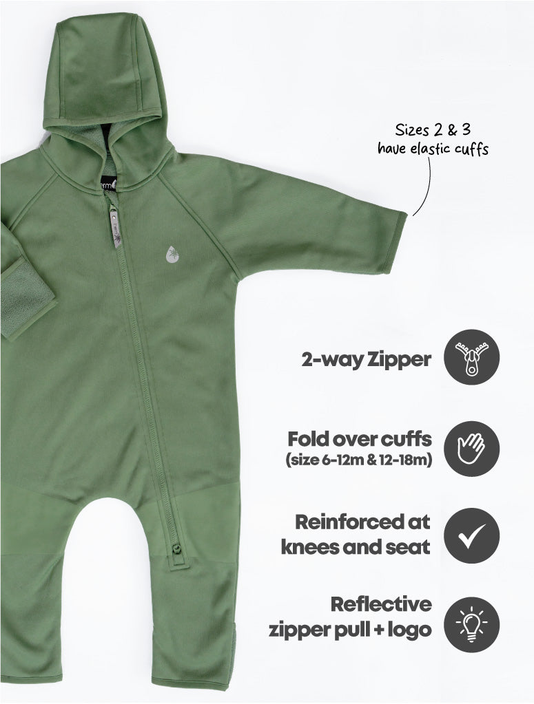 All-Weather Fleece Onesie - Forest Moss